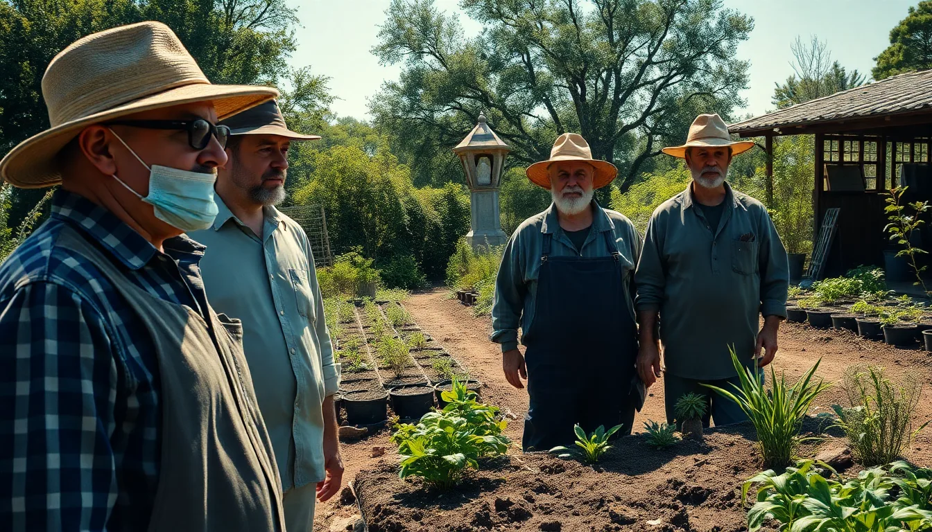 Plantes desséchées dans un jardin en période de sécheresse
