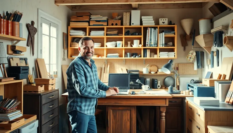 Bureau ancien rénové avec des solutions de rangement intégrées