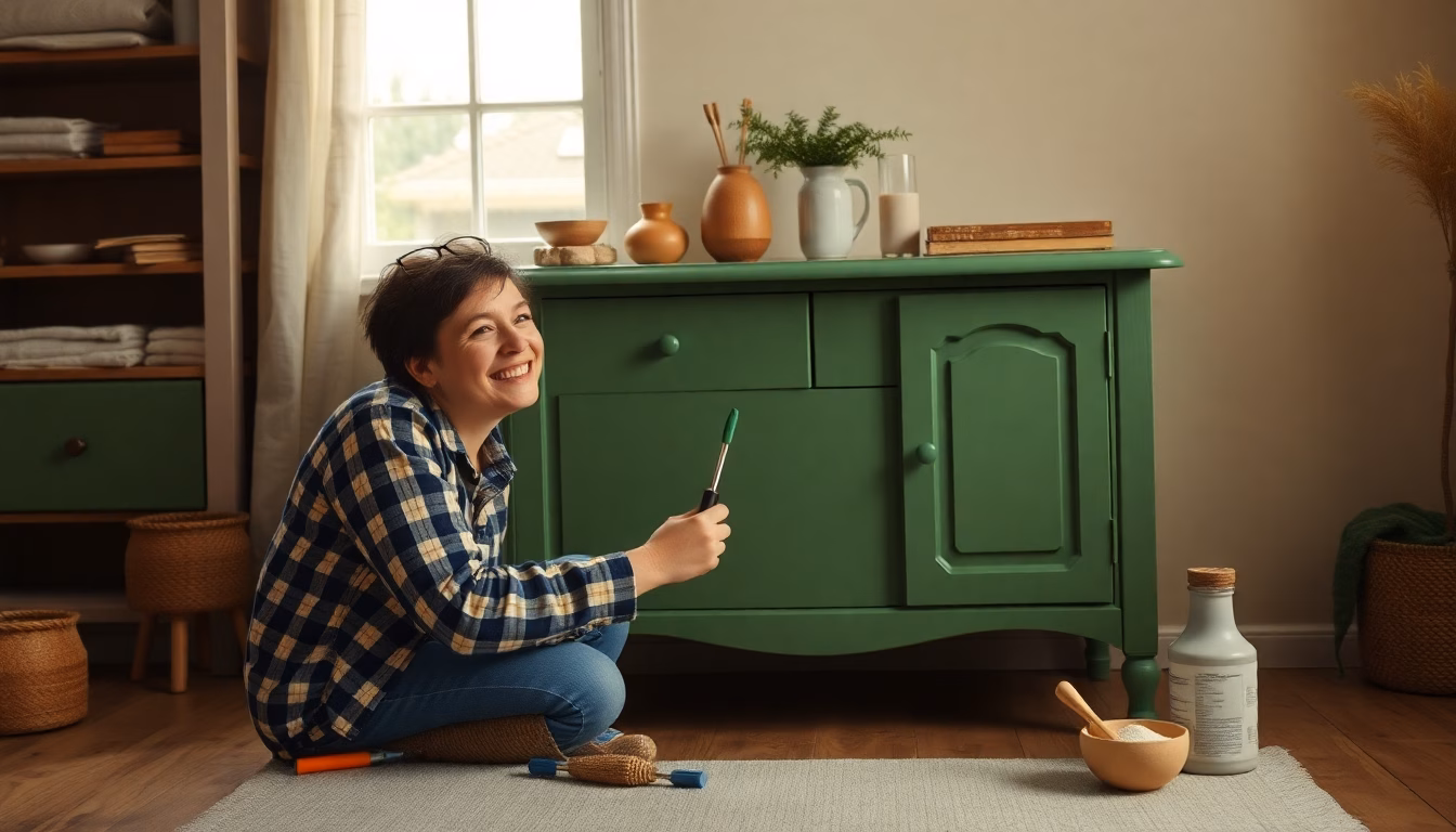 Une vieille commode avant et après rénovation, transformée en meuble moderne.