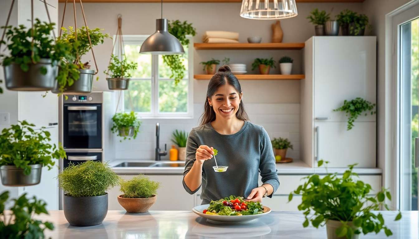 Plantes aromatiques fraîches sur un rebord de fenêtre de cuisine