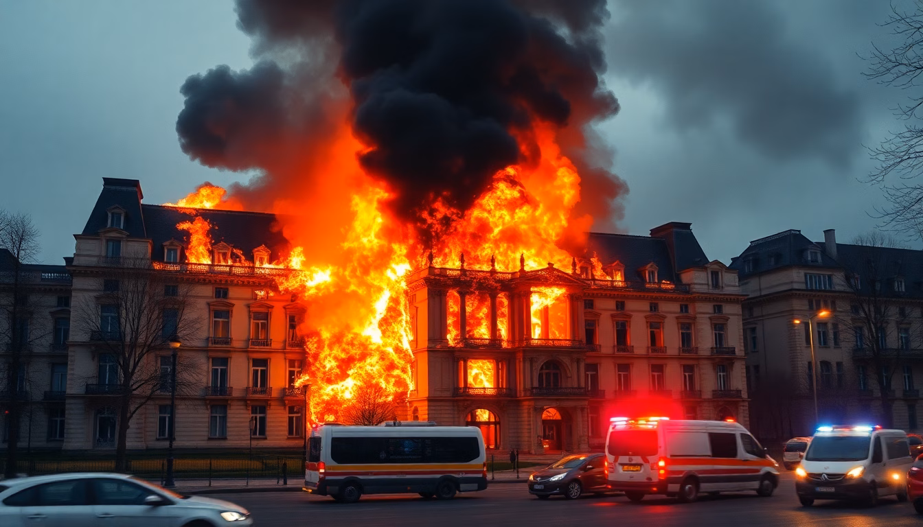 Hôtel de Matignon en flammes