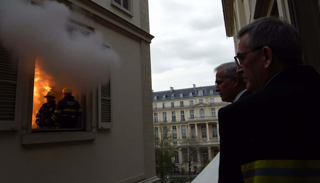 Bâtiment historique de Matignon en proie aux flammes