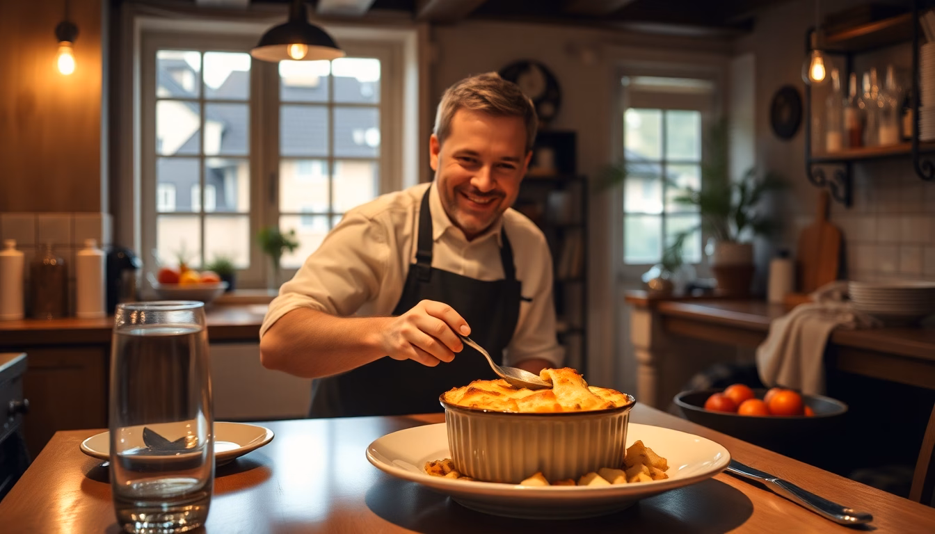 Laurent Gerra cuisinant un plat familial