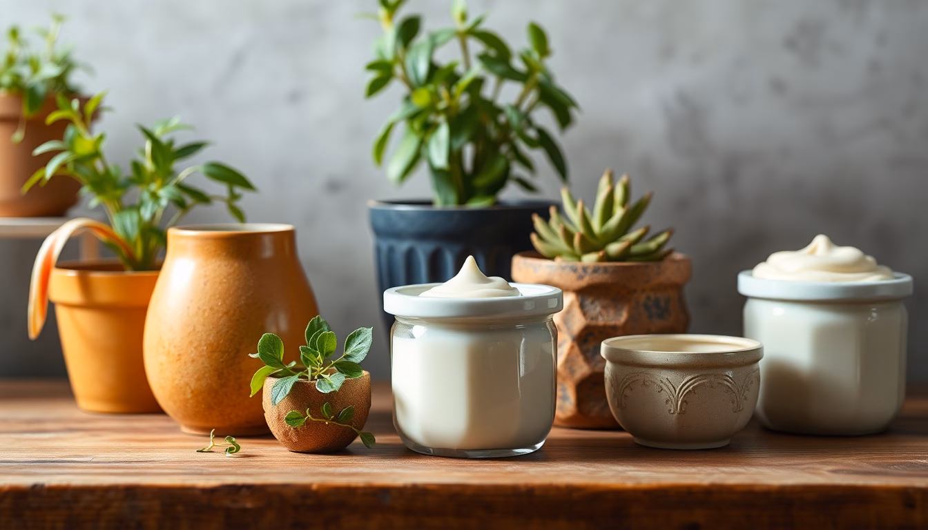 Pots de yaourt réutilisés comme petits contenants décoratifs