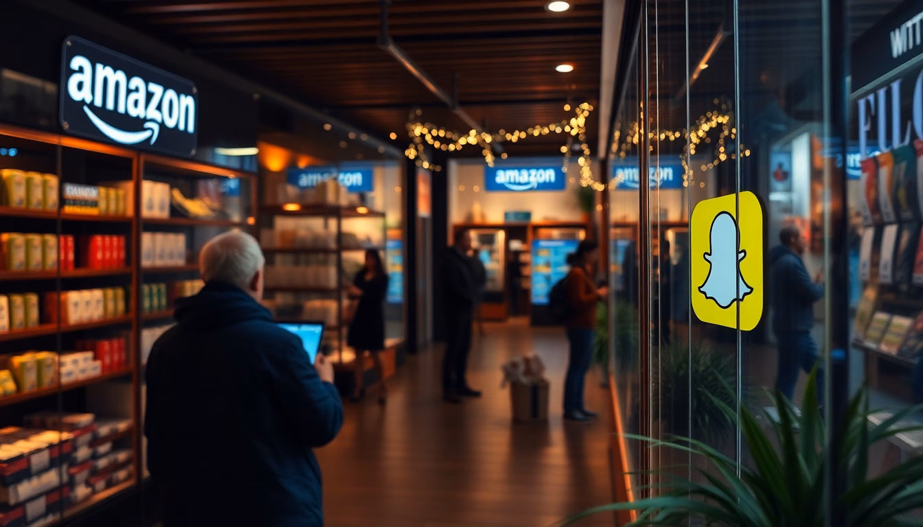Smartphone avec message d'erreur panne Amazon et Snapchat
