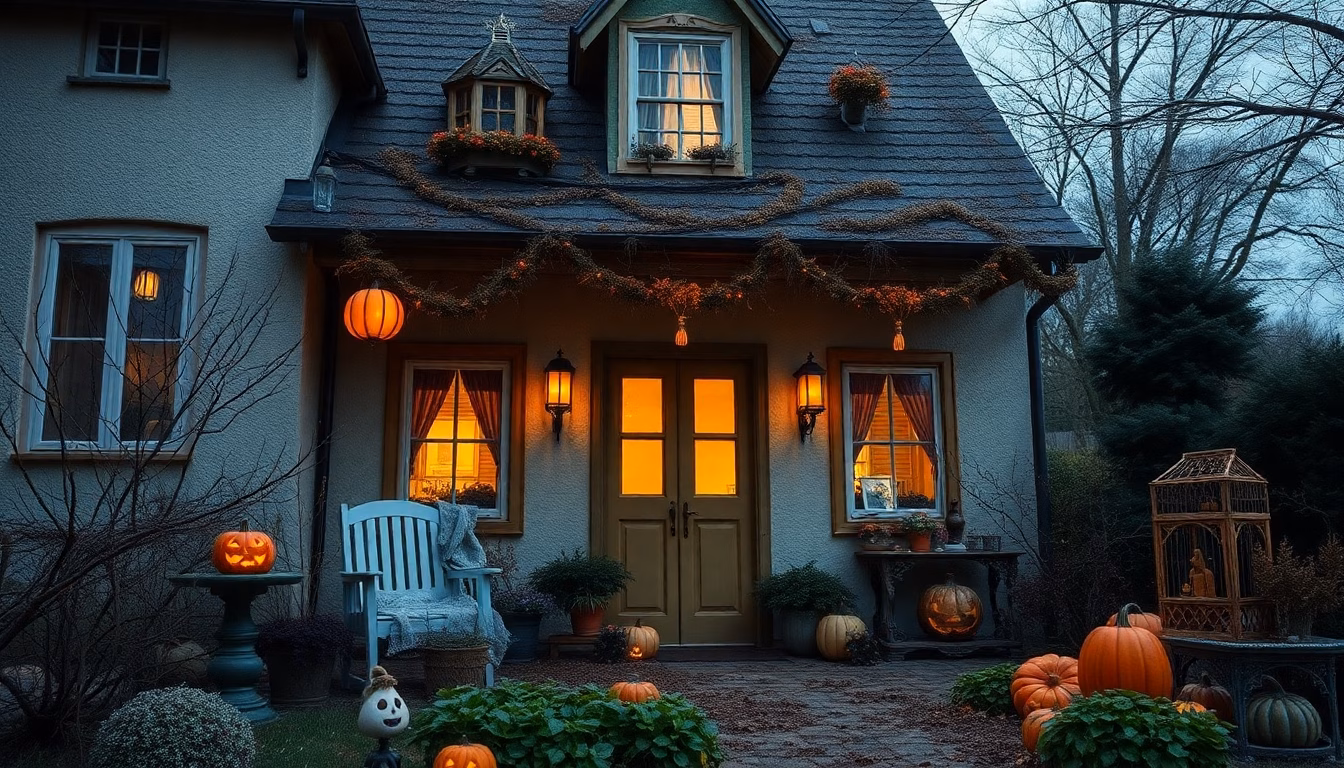 maison décorée halloween effrayante
