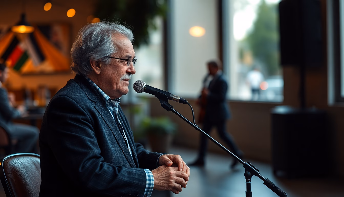 Portrait d'Alain Chamfort inspiré et souriant.