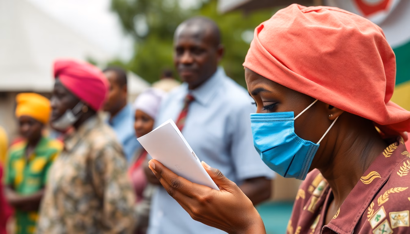 urne électorale et drapeau du Cameroun