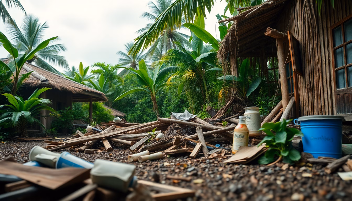 Côte jamaïcaine après un ouragan