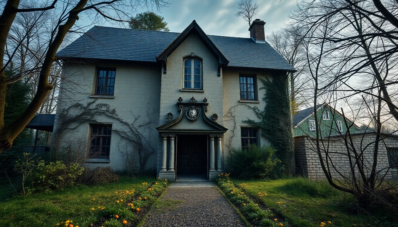 Maison décorée pour Halloween la nuit