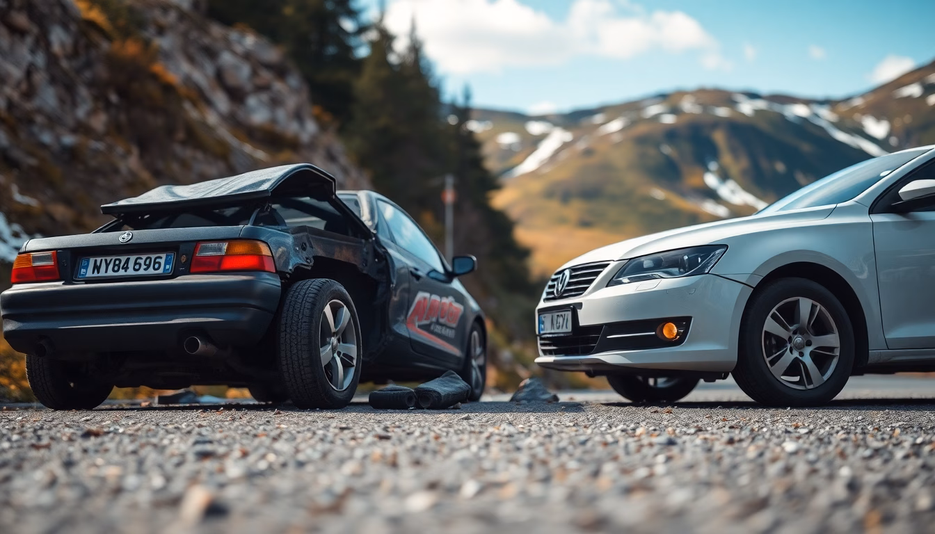route de montagne avec ambulance