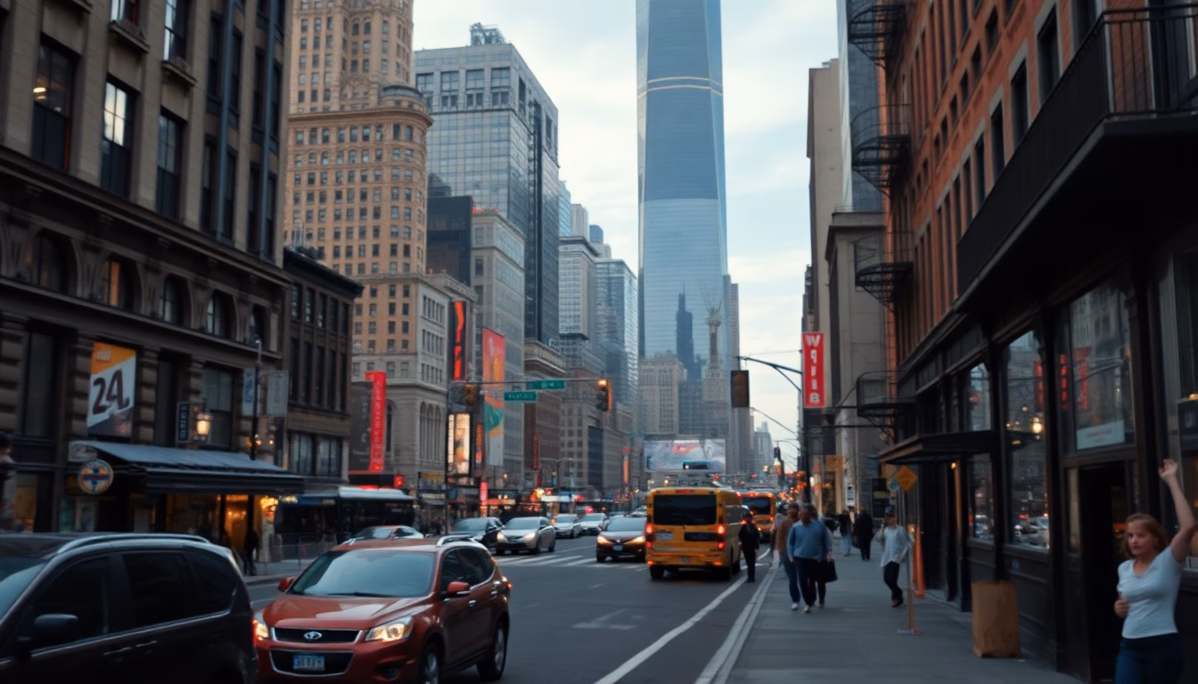 skyline de New York au coucher du soleil
