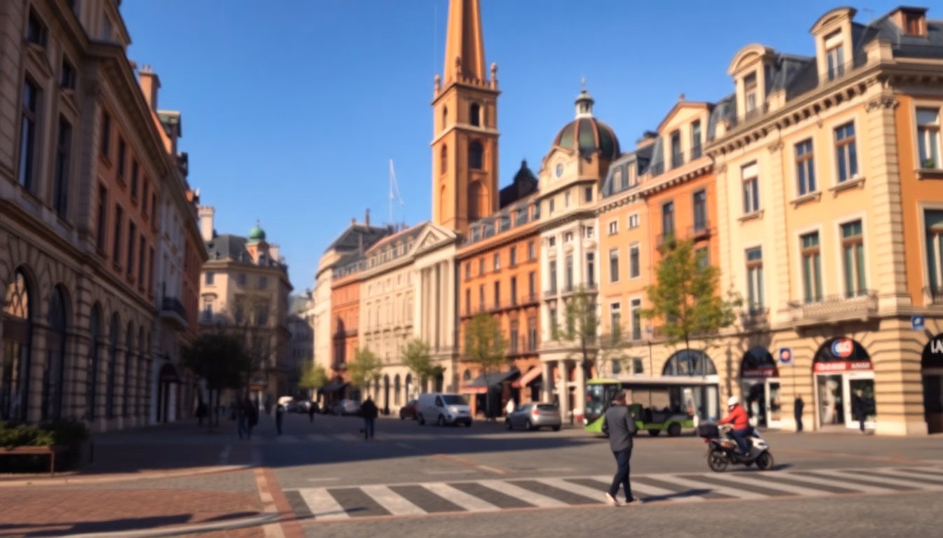 Plan animé de Toulouse avec des icônes de projets