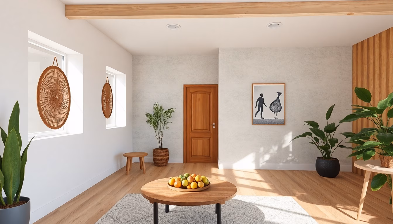 Intérieur de maison décoré avec des matériaux naturels